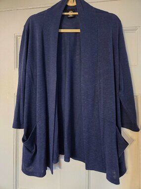 Bobeau Marine Blue Cardigan Sweater, Size 2X